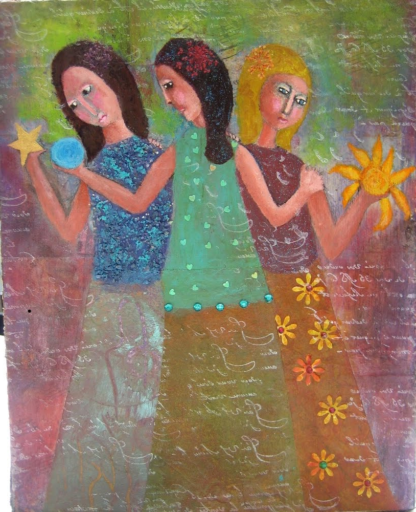 814x1000 The Three Sisters Painting Mixed Media ~leap Faith~ First - Three Sisters Painting