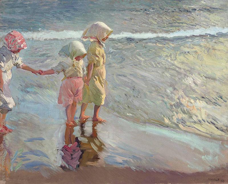 800x649 Three Sisters On The Beach By Joaquin Sorolla - Three Sisters Painting
