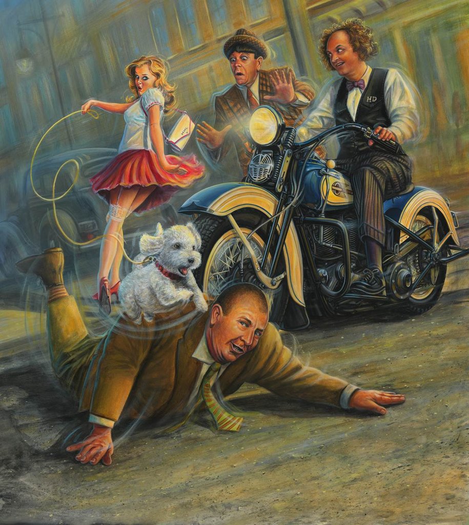 915x1024 The Three Stooges Canvas Art Look Out! Curly Saves The Day - Three Stooges Painting
