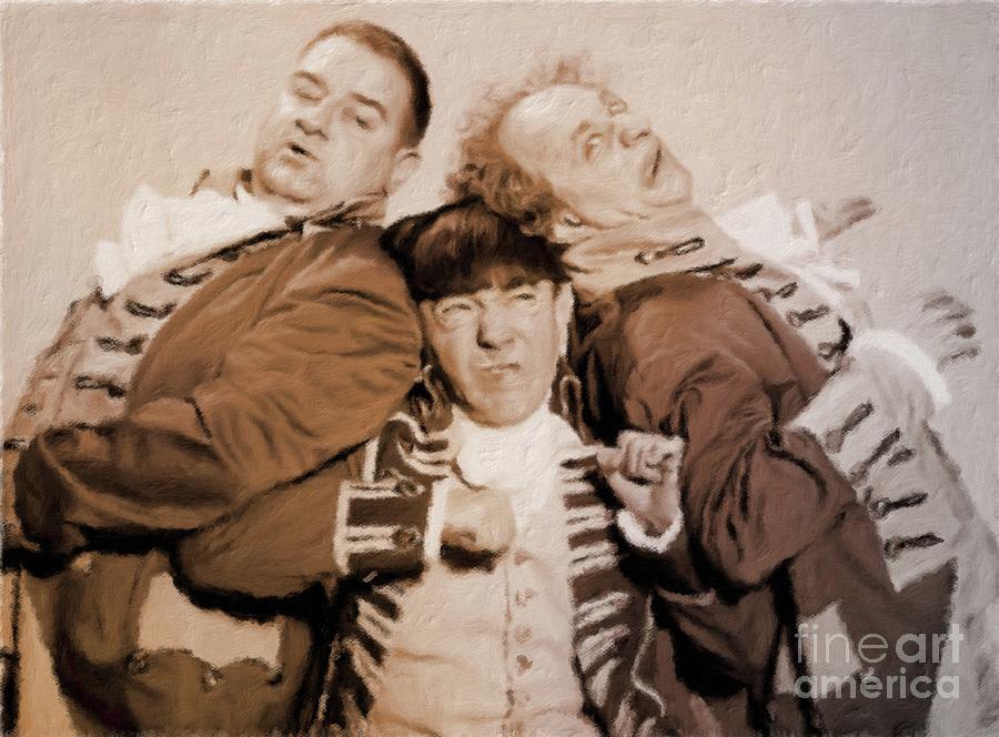 900x664 The Three Stooges Painting By Mary Bassett - Three Stooges Painting