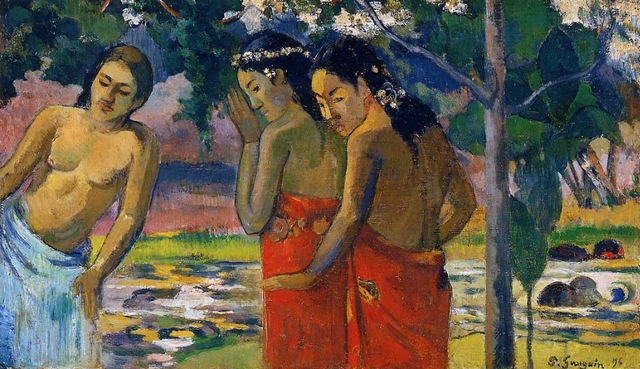 640x369 Three Tahitian Women 1896 By Paul Gauguin Oil Painting Canvas High - Three Women Painting