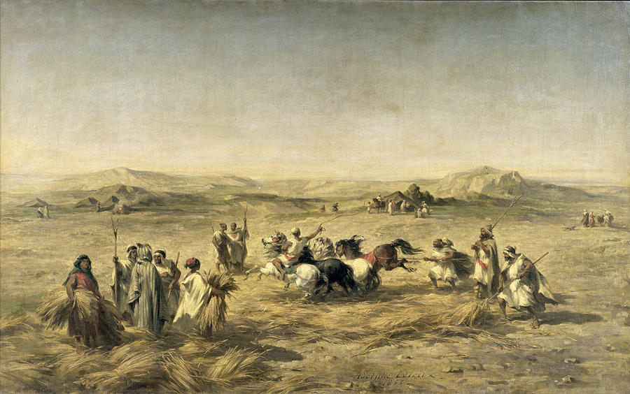 900x564 Threshing Wheat In Algeria Painting By Adolphe Pierre Leleux - Threshing Painting