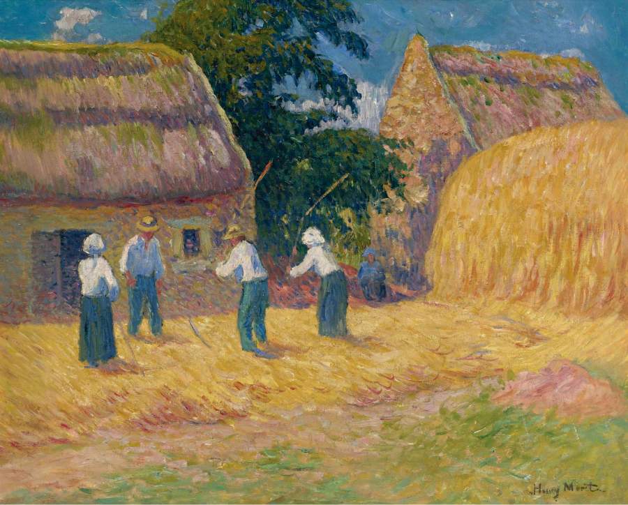 900x724 Threshing Of Grain 1897 Painting Henry Moret Oil Paintings - Threshing Painting