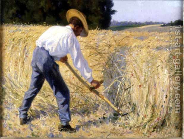 619x469 Threshing The Wheat Richard Reimans Reproduction 1st Art Gallery - Threshing Painting