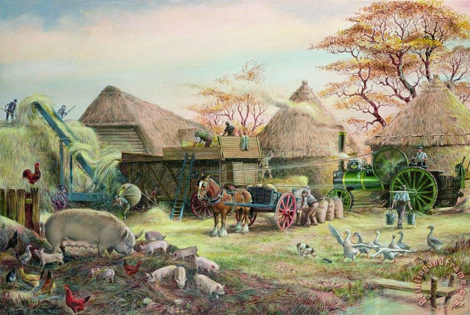 960x644 Dudley Pout Threshing In Kent Painting - Threshing Painting