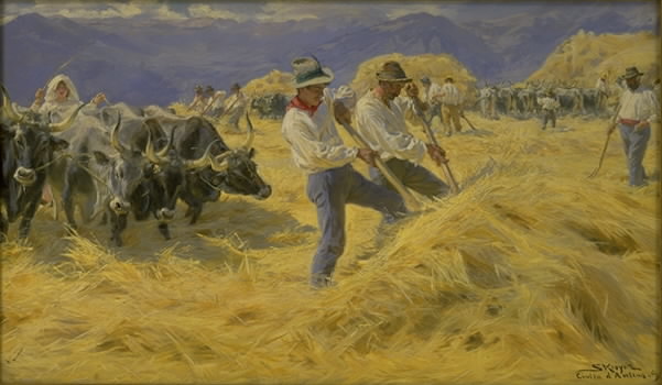 601x350 Filethreshing In The Abruzzi (1890 Painting).jpg - Threshing Painting