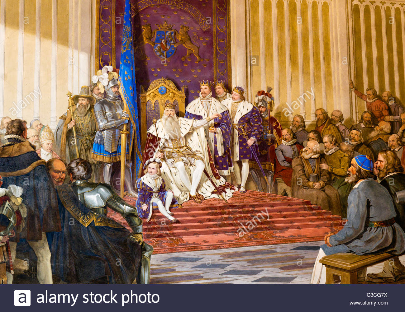 1300x1003 Painting Of King Gustav Vasa, Sitting On His Throne, Hanging By - Throne Painting