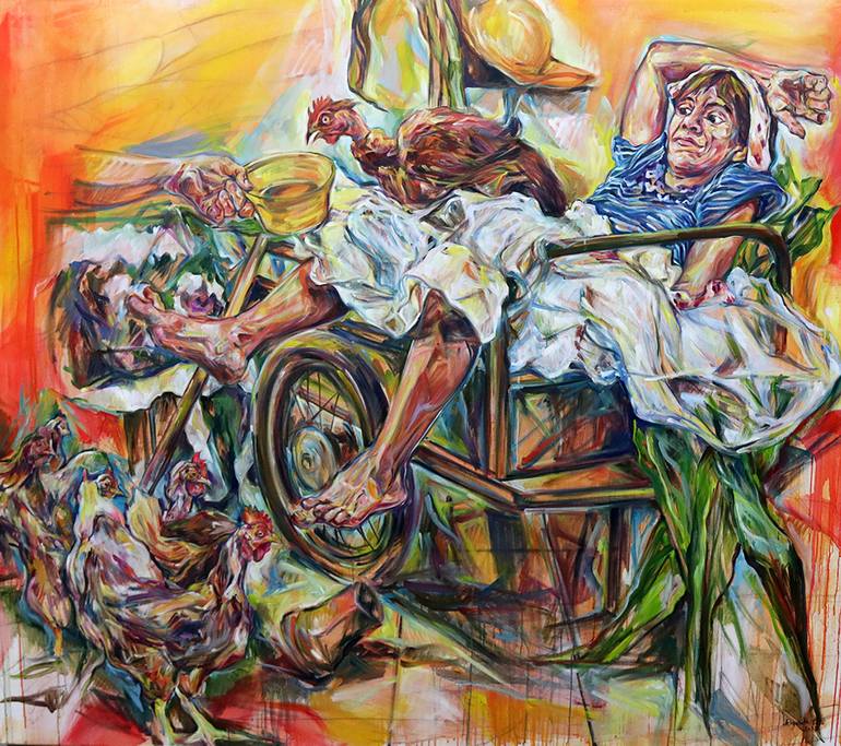 770x683 Saatchi Art Barefoot, On The Throne. Painting By Elizabeth Leite - Throne Painting