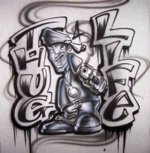294x300 Thug Life Airbrushed Graffiti Style Character Custom T Shirt - Thug Life Painting