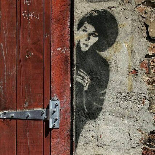 640x640 Graffiti Mixed With Reality. A Painting Of A Girl - Thumbs Up Painting