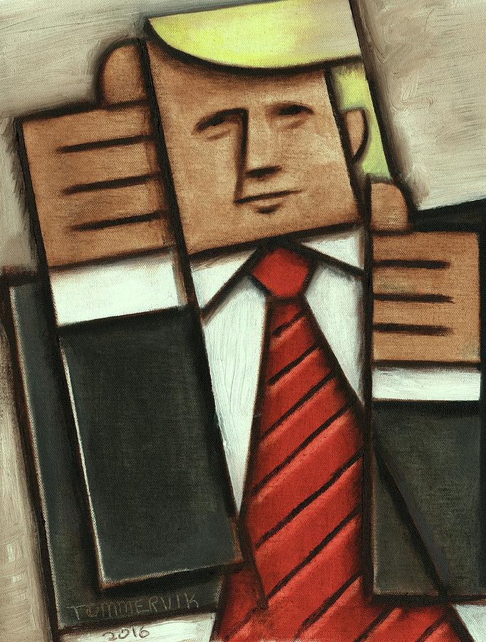 682x900 Tommervik Abstract Donald Trump Thumbs Up Painting Painting By - Thumbs Up Painting