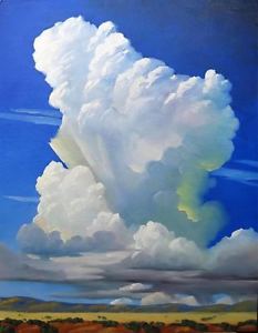 233x300 Original Landscape Painting, Desert Clouds Thunder Storm - Thunder Painting