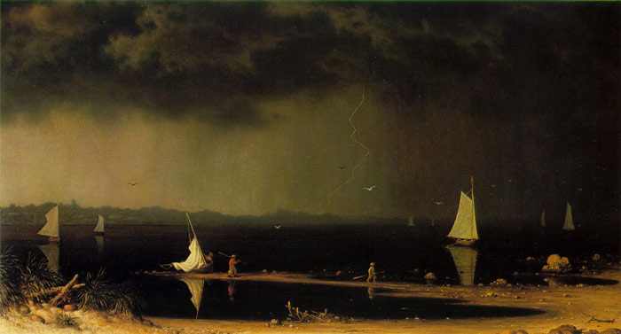 700x377 Oil Painting Reproduction Of Heade Thunder Storm On Narragansett Bay - Thunder Painting