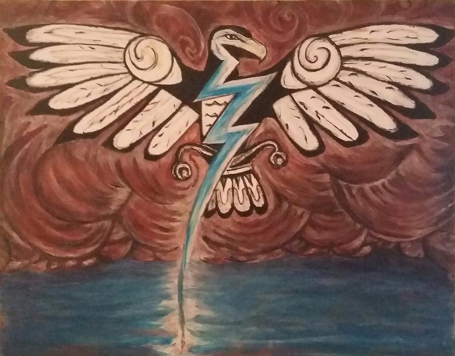 900x705 Thunder Rainingbird Painting By Randy Mcbroom - Thunderbird Painting
