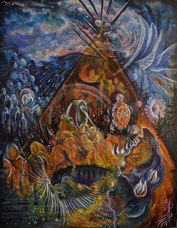 702x900 Thunderbird Calls The Rain Painting By Crystal Charlotte Easton - Thunderbird Painting