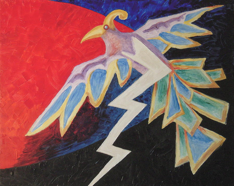 900x716 Thunderbird Painting By Sandy Eastoak - Thunderbird Painting