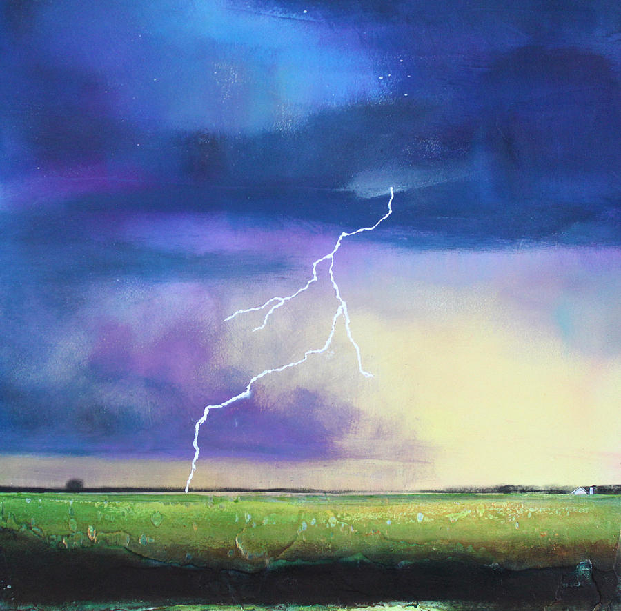 900x886 Strike From The Heavens Painting By Toni Grote - Thunderstorm Painting
