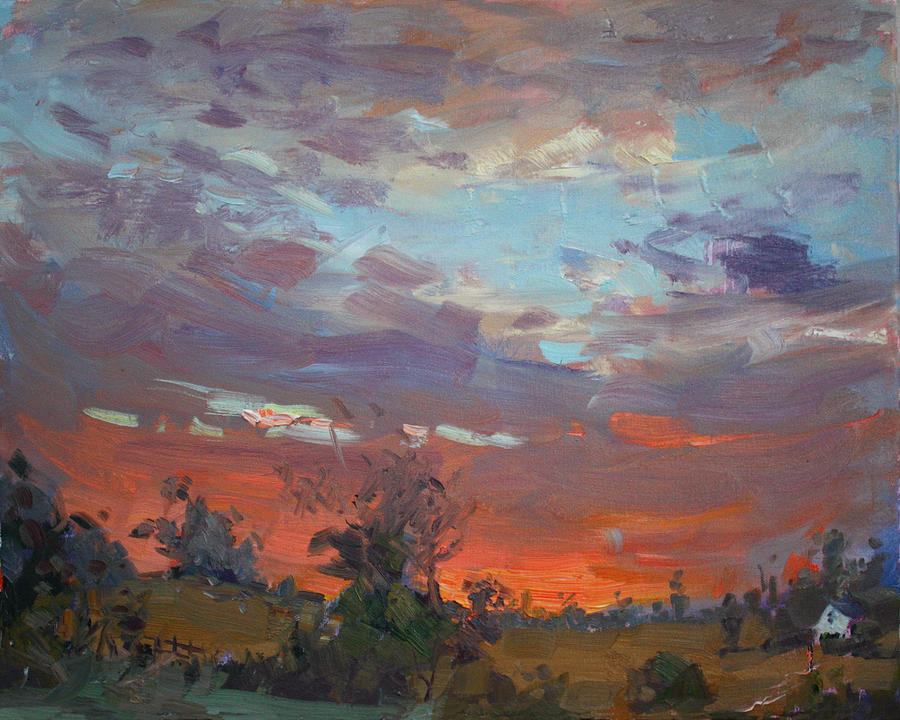 900x720 Sunset After Thunderstorm Painting By Ylli Haruni - Thunderstorm Painting