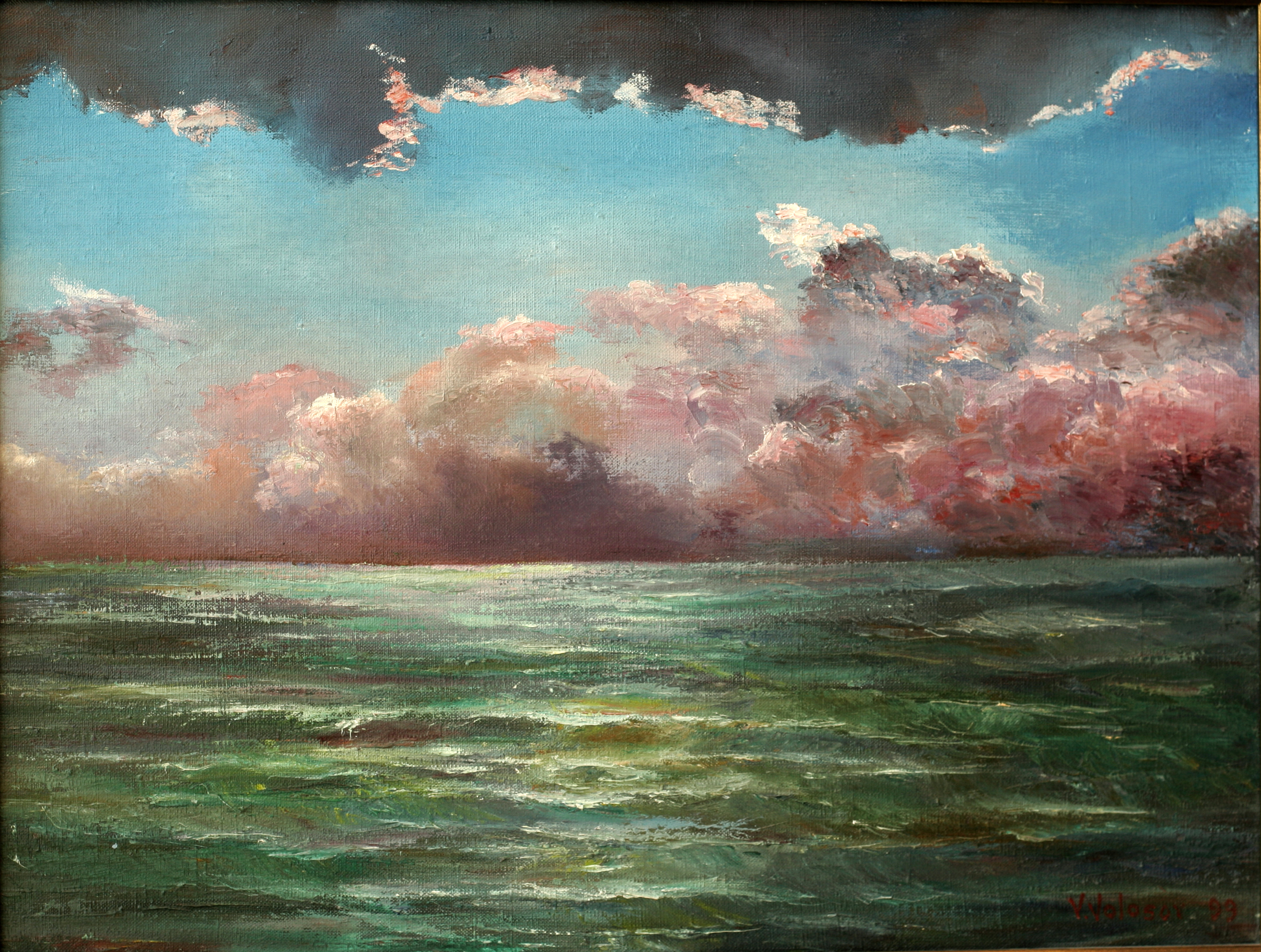 2868x2165 Vladimir Volosov Artwork Thunderstorm Over The See Original - Thunderstorm Painting