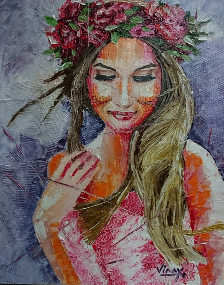 770x979 Saatchi Art Tiara Of Roses Painting By Vinay Babar - Tiara Painting