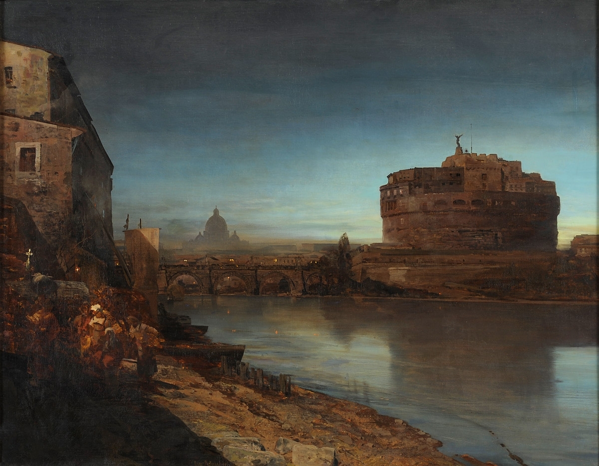 1200x935 View Of The Tiber And Castel Sant Angelo Painting Oswald - Tiber Painting