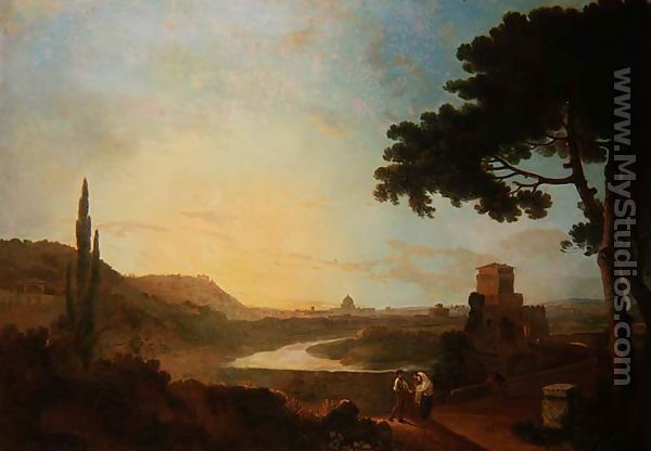 600x416 View Of The Tiber By Richard Wilson - Tiber Painting