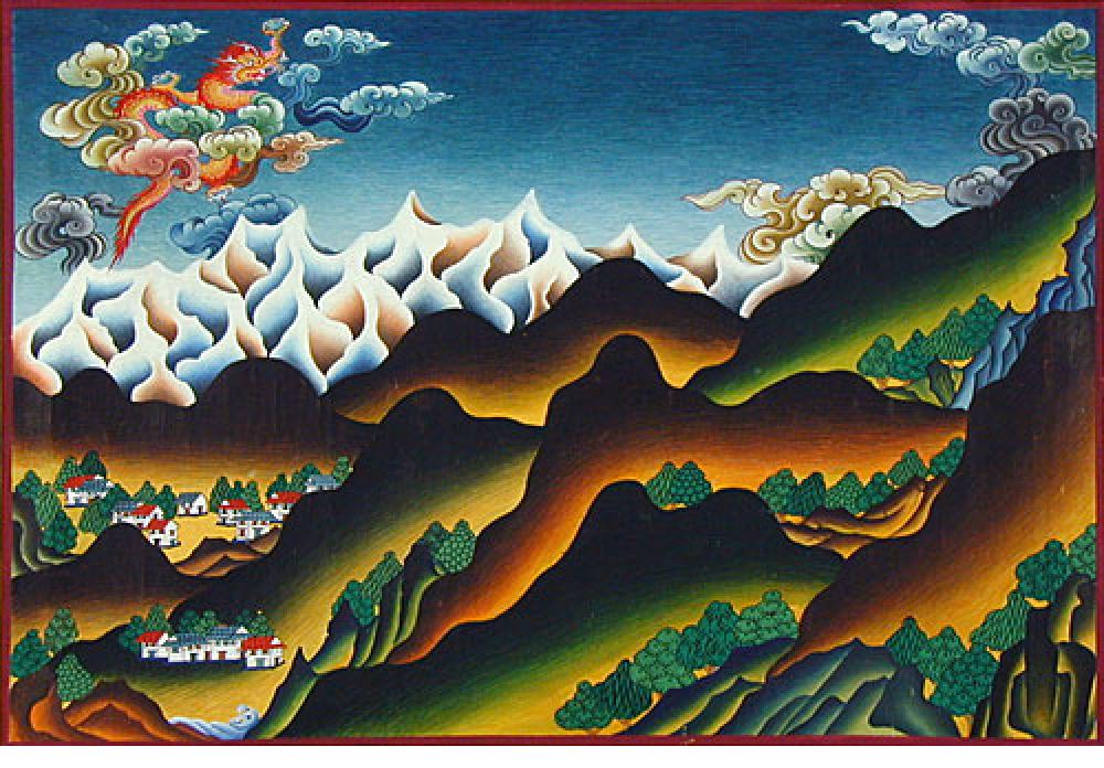 1000x696 Sky Above And Earth Below Tibetan Landscapes And Thangka - Tibetan Painting