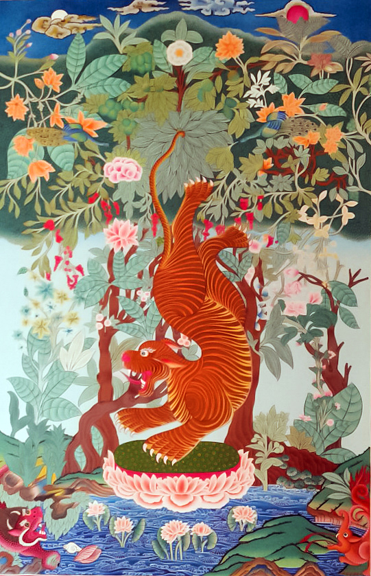 541x839 Tibetan Tiger Thangka Painting - Tibetan Painting