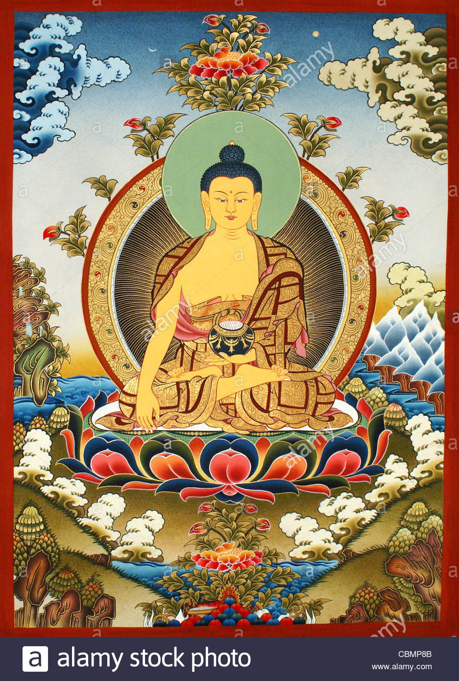 937x1390 Tibetan Buddhist Thangka Painting Of Shakyamuni Buddha From Nepal - Tibetan Thangka Painting