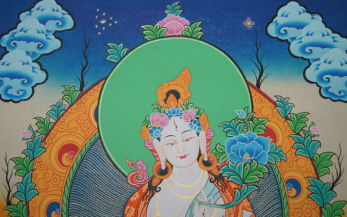 700x438 White Tara Tibetan Thangka Painting - Tibetan Thangka Painting