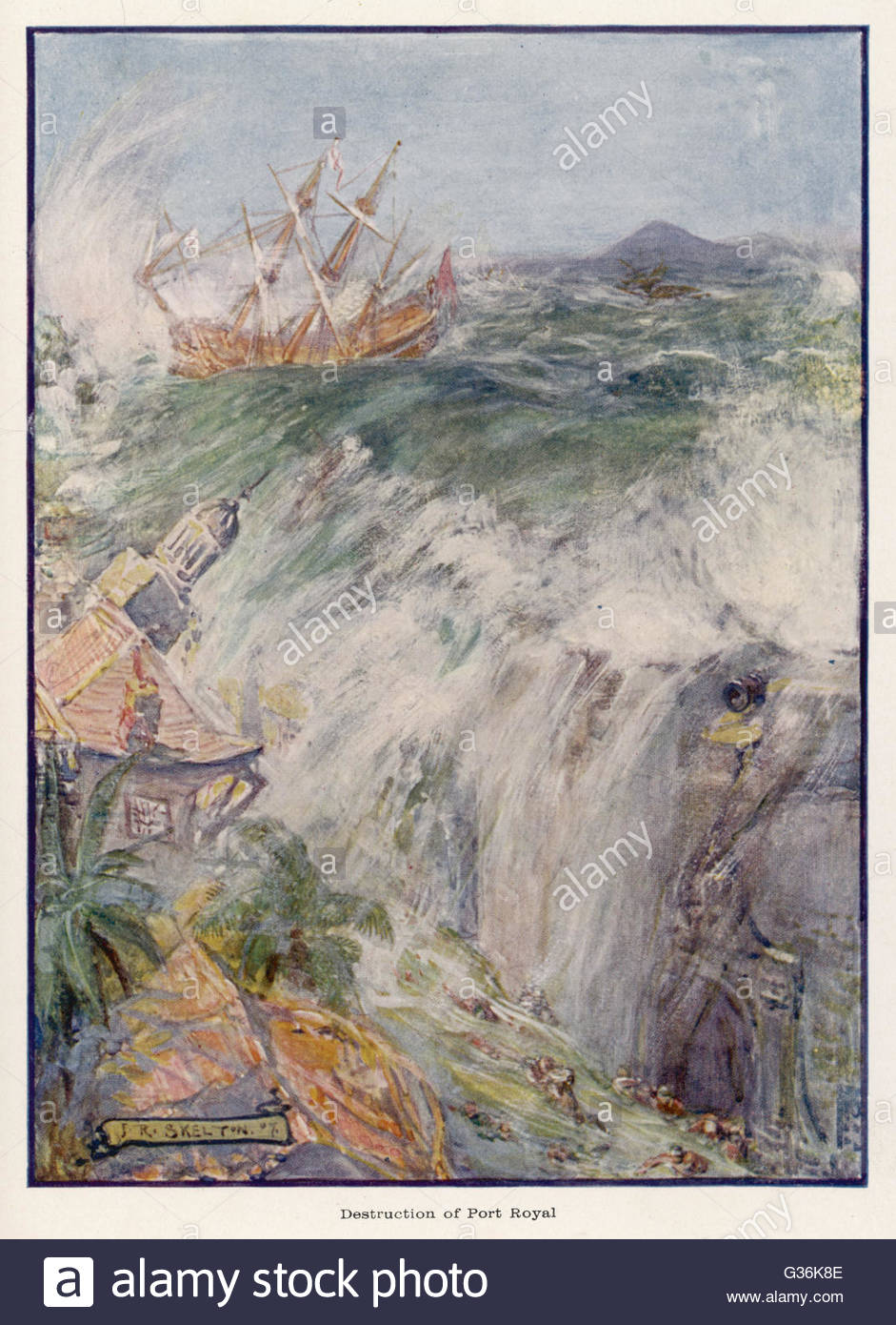 941x1390 The Town Of Port Royal, Jamaica, Is Destroyed By A Tidal Wave - Tidal Wave Painting