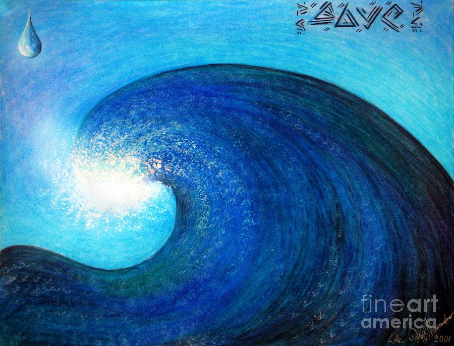 900x686 Tidal Wave. Power And Beauty Drawing By Sofia Metal Queen - Tidal Wave Painting