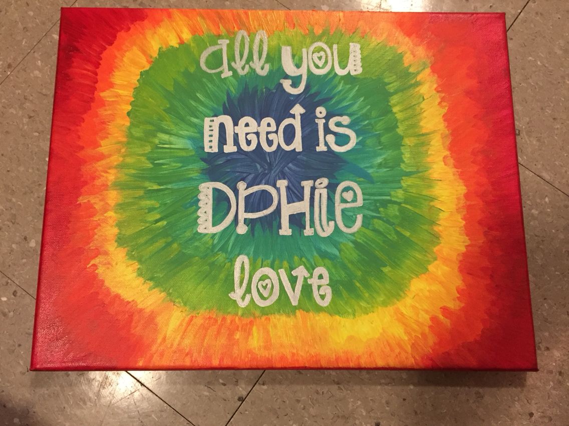 1136x852 All You Need Is Dphie Love Tie Dye Canvas Painting Delta Phi - Tie Dye Painting On Canvas