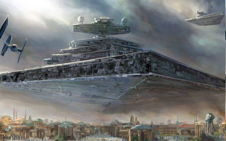 748x468 Star Wars, Star Destroyer, Spaceship, Tie Fighter, Painting - Tie Fighter Painting