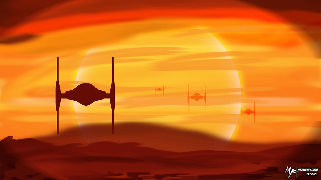 1024x576 Star Wars Tie Fighter Sunset(1st Painted Artwork) By Monkeyfan250 - Tie Fighter Painting