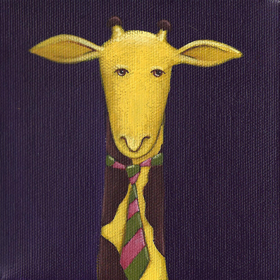 900x900 Giraffe Wearing Tie Painting By Christy Beckwith - Tie Painting