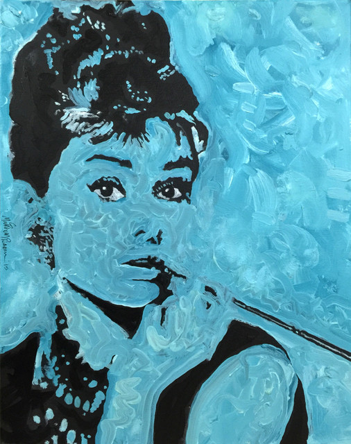 506x640 Audrey Hepburn Breakfast - Tiffany Blue Painting