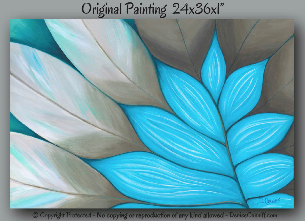 1000x724 Teal Blue Home Decor Abstract Painting Botanical Canvas Art - Tiffany Blue Painting