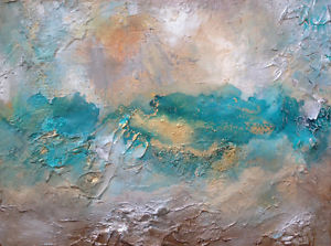 300x223 Tiffany Blue Art Original Painting Textured Painting Gold Silver - Tiffany Painting