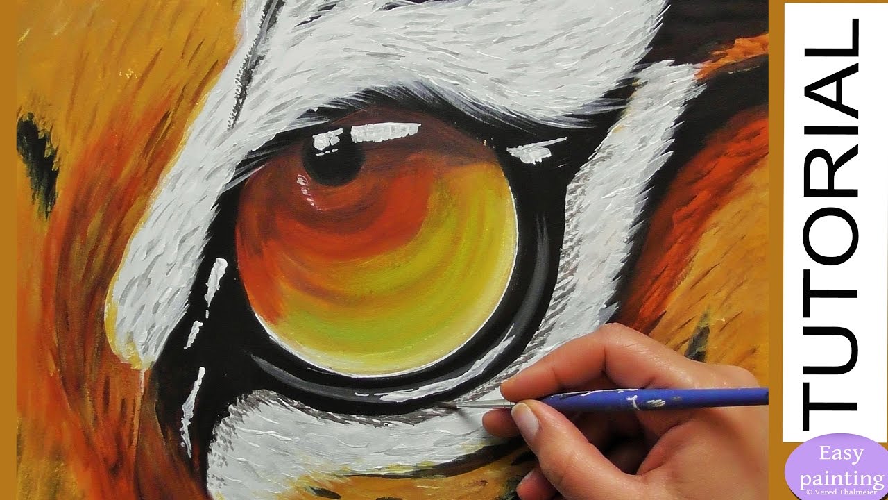 1280x720 How To Paint Eye Of Tiger. Painting Tutorial Step By Step - Tiger Eye Painting