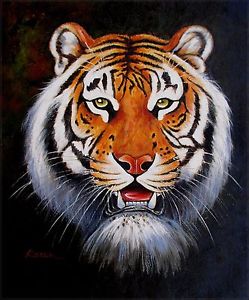 249x300 Stretched, Quality Hand Painted Oil Painting Portrait Of A Tiger - Tiger Head Painting