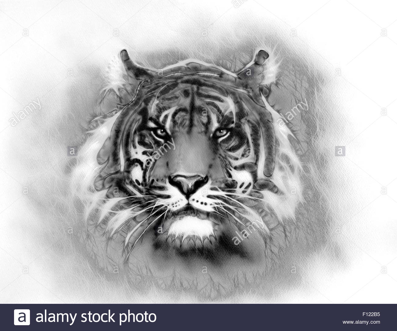 1300x1084 Painting Of A Bright Mighty Tiger Head On A Soft Toned Abstract - Tiger Head Painting