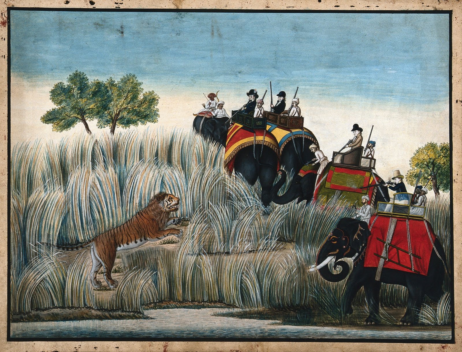 1600x1218 Here Be Tigers Wellcome Library - Tiger Hunt Painting