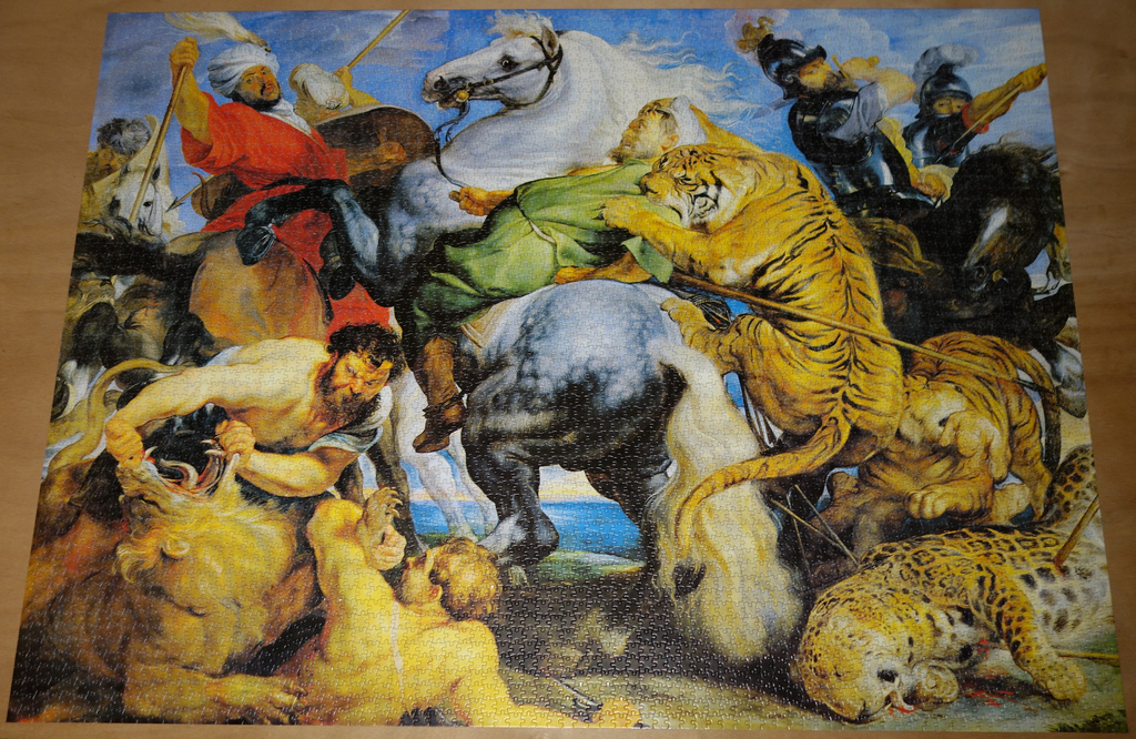 1024x666 5000 Piece Puzzle, - Tiger Hunt Painting