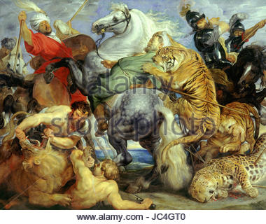 380x320 The Tiger Hunt. Peter Paul Rubens (1577 1640) Flemish Belgian - Tiger Hunt Painting