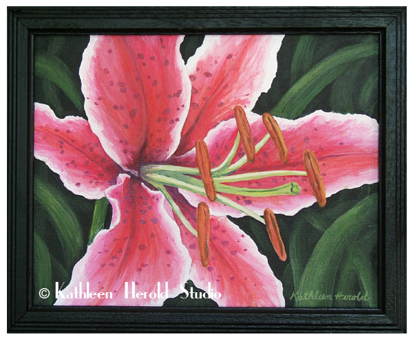 600x493 Red Tiger Lily Acrylic Kathleen Herold Studio - Tiger Lily Painting