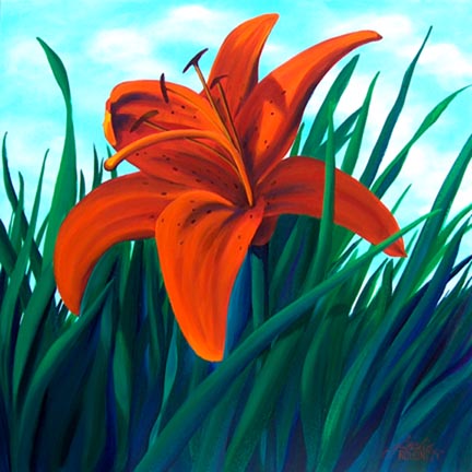 432x432 Leslie Rohonczy - Tiger Lily Painting