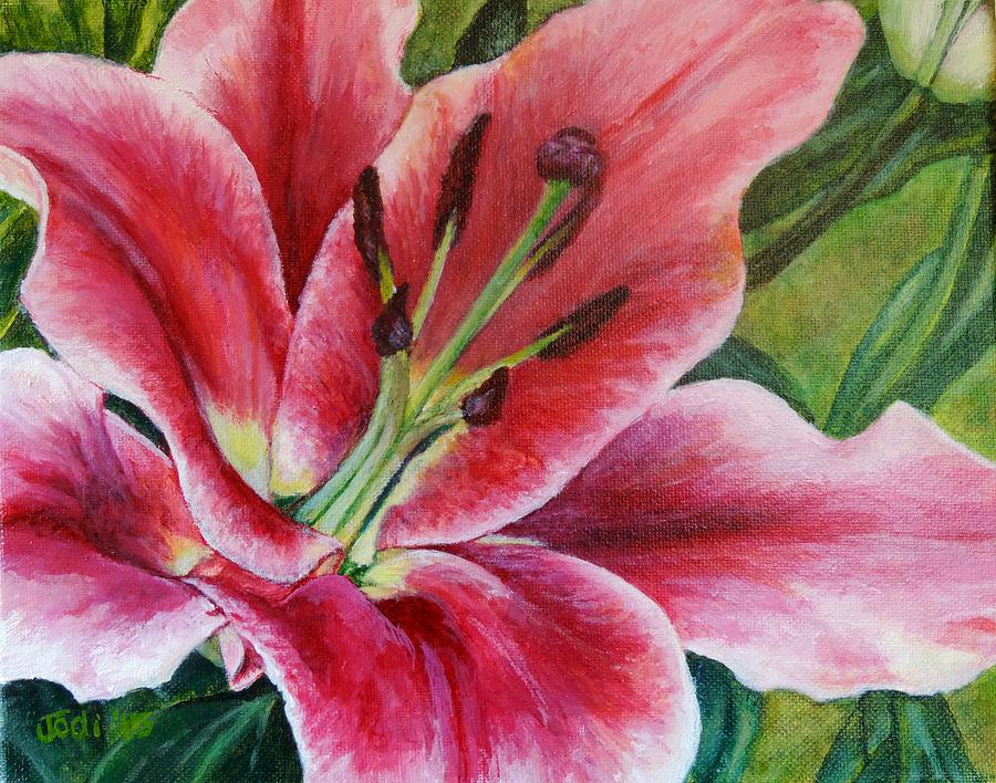 900x708 Pink Tiger Lily Painting By Jodi Higgins - Tiger Lily Painting