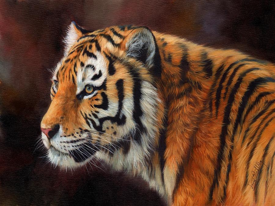 900x674 Tiger Portrait Painting By David Stribbling - Tiger Painting