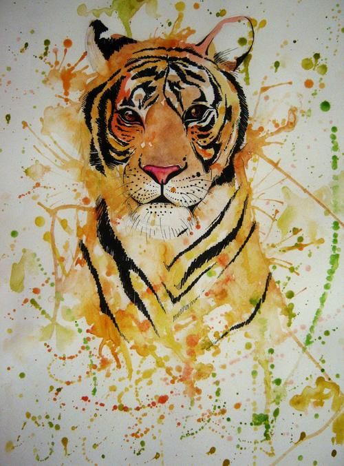 500x676 Beautiful Tiger Painting Kaplan - Tiger Painting